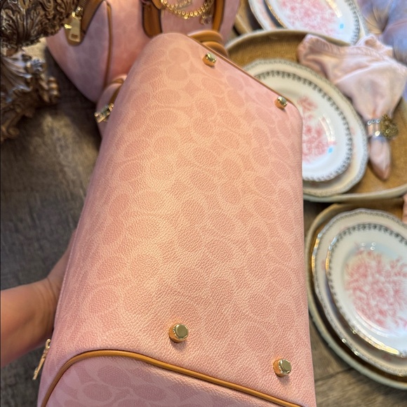 Coach Pink Signature Handbag Large Satchel Rowan Powder pink signature canvas - Picture 11 of 15